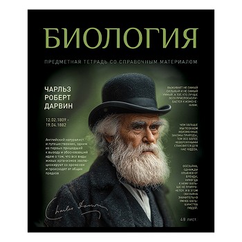 Тетрадь 48л. клетка, А5 "Биология" скрепка
