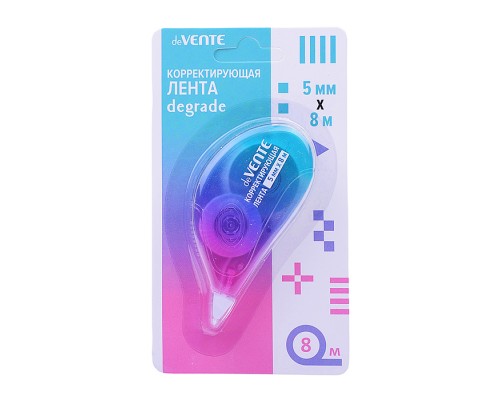 Корректирующая лента "Degrade" 5 ммx08 м, цвет деграде, прозрачный корпус.