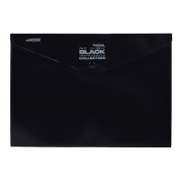 Папка-конверт на кнопке "TOTAL BLACK" A4 (335x240 мм) 180 мкм, непрозрачная черная