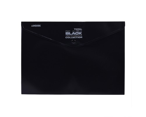 Папка-конверт на кнопке "TOTAL BLACK" A4 (335x240 мм) 180 мкм, непрозрачная черная