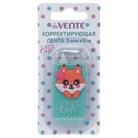 Корректирующая лента "100% Cute. Fox" 5 ммx06 м, бирюзовый непрозрачный корпус, фронтальный аппликатор, в картонном блистере