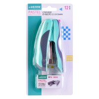 Степлер "Pastel" № 10 (мощность 12 листов, глубина скрепления 45 мм) пластиковый с каучуковой вставкой, мятный, в наборе со скобами 1000 шт