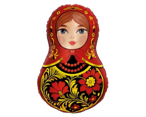 Шар (31''/79 см) Фигура, Матрешка Золотая роспись, 1 шт. в уп.