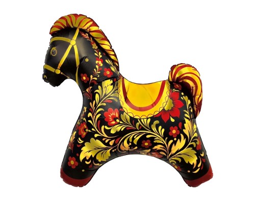 Шар (32''/81 см) Фигура, Лошадка Золотая роспись, 1 шт. в уп.