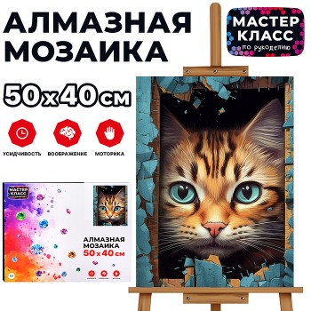 Мозаика алмазная "Котик" 40*50см.