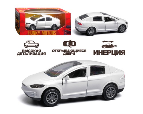 Белая инерционная машинка вид В die-cast , 1:32
