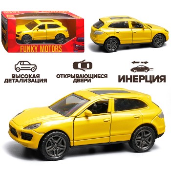 Жёлтая инерционная машинка вид E die-cast , 1:32