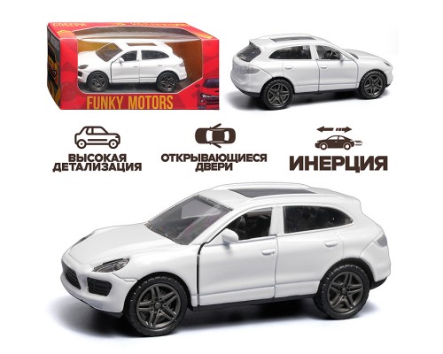 Белая инерционная машинка с люком на крыше die-cast , 1:32