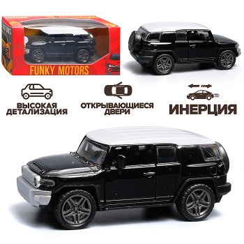 Чёрная с белой крышей инерционная машинка die-cast , 1:32