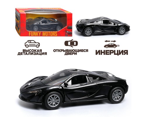 Чёрная инерционная машинка вид А die-cast , 1:32