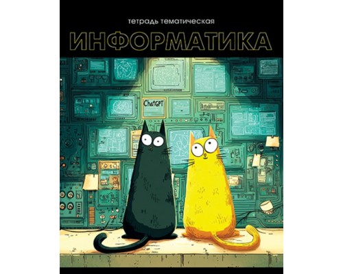 Тетрадь предметная 48л. "Кошачья тема" Информатика обложка мелованный картон