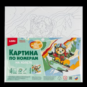 Картина по номерам на холсте 20х20 "Сноубордист"