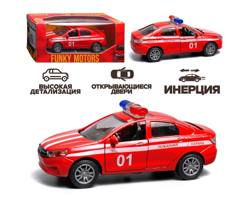 Красная инерционная машинка полицейская вид В die-cast, 1:32