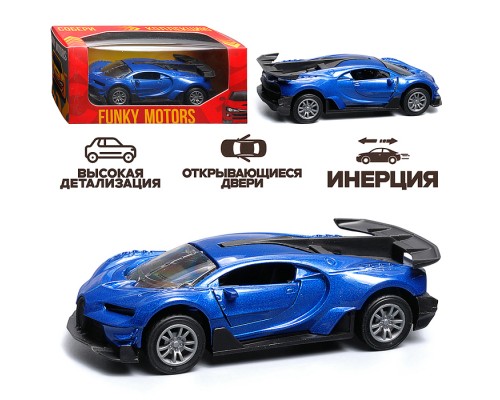 Синяя инерционная машинка спорт die-cast , 1:32