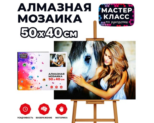 Мозаика алмазная "Девушка с лошадью" 40*50см.