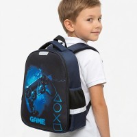 Рюкзак "GAME" школьный жесткий 37x28x18 см (17 л) вес 700 г, плотный износостойкий полиэстер с водоотталкивающей пропиткой, 1 отделение на молнии с разделителями для учебников c фиксатором на липучке, 2 боковых кармана сеткой на резинке, эргоном