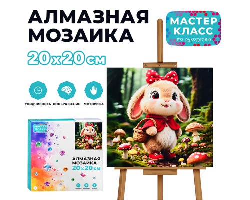 Мозаика алмазная "Зайка с корзинокой" 20*20 см