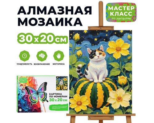 Картина по номерам "Котик на тыкве" 30х20 см.