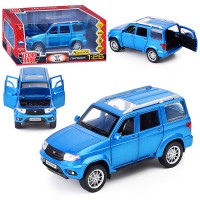 Машина металл UAZ Патриот 17,8 см, (двери, свет-звук, инерция, син,) в коробке
