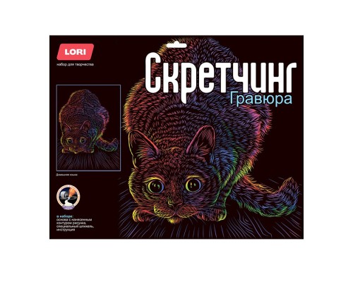 Скретчинг 30*40см Неоновые животные. Классика "Домашняя кошка"