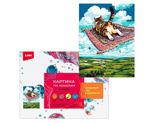 Картина по номерам холст на подрамнике 30х40 "Ковер-котолёт"