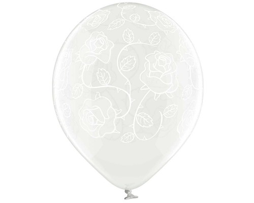 Шар латексный Шелкография кристалл 14" Розы -038 (упаковка 25шт)
