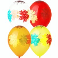 Шар латексный Шелкография кристалл 14" Лист клена (упаковка 25шт)