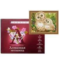Алмазная мозаика 40х50 "Совушка" 3D с нанесенной рамкой (28 цветов)