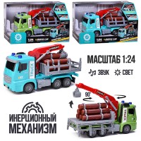 Машина "Лесовоз" на батарейках, в коробке