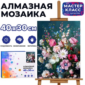 Мозаика алмазная "Цветы" 30*40см.