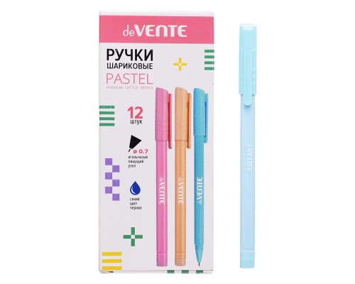 Ручка шариковая "Triolino Pastel" d=0,7 мм, пастельный трехгранный корпус, рифлёная грип-зона, цвета корпуса - пастельное ассорти, сменный стержень, индивидуальная маркировка, в картонной коробке, синяя