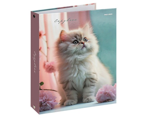 Тетрадь 80л. клетка "Светлый котенок и цветы" (на кольцах)