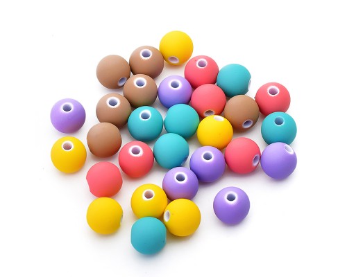 Бусины декоративные "Balls" пластиковые, с матовым покрытием Soft-touch, 14 мм, 30 шт, в пластиковом пакете с блистерным подвесом, цвет ассорти