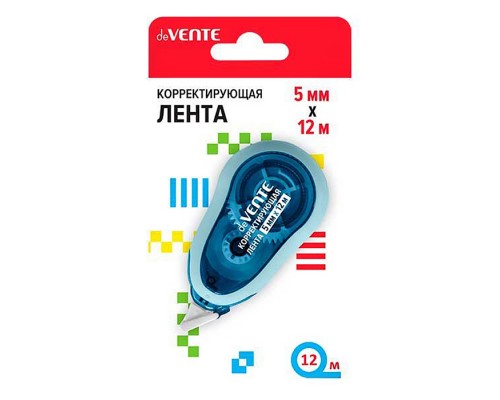 Корректирующая лента 5 ммx12 м, полупрозрачный корпус с цветной рамкой, синий, фронтальный
