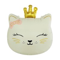 Шар (24''/61 см) Фигура, Кошечка Принцесса, Кремовый, Сатин, 1 шт. в уп.