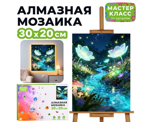 Мозаика алмазная "Ручей" (светится в темноте) 30*20 см.