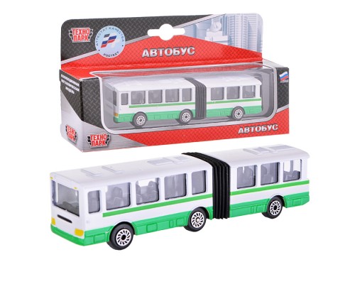 Автобус с резинкой, металл 12см., в коробке