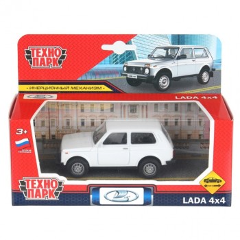 Машина металл LADA 4x4 длина 10 см. (белый) инерц.
