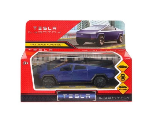 Машина металл Tesla Cybertruck 13,7см, двери, инер, синий