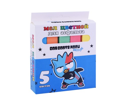 Мел цветной "Bad Badtz Maru" для асфальта, 5 шт. в картонной упаковке с европодвесом