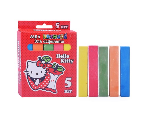 Мел цветной "Hello Kitty" для асфальта, Jumbo 5 шт. в картонной упаковке с европодвесом