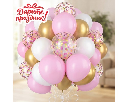 Украшение интерьерное Фонтан из шаров "Розовое облако" 30 шт.