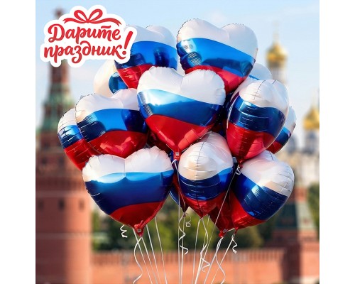 Украшение интерьерное Фонтан из шаров "Триколор сердец" 10 шт.