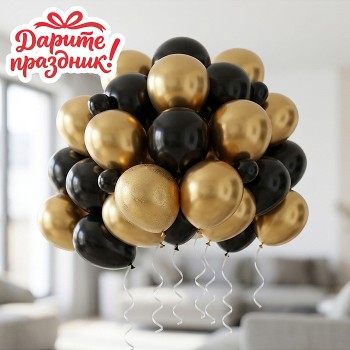 Украшение интерьерное Фонтан из шаров "Чёрное золото" 50 шт.