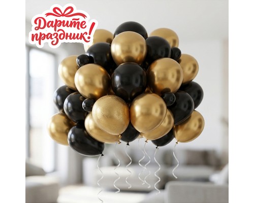 Украшение интерьерное Фонтан из шаров "Чёрное золото" 50 шт.