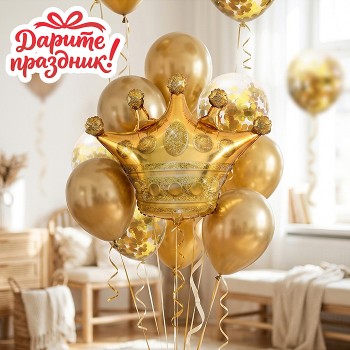 Интерьерное украшение Набор шаров "Золотая корона"