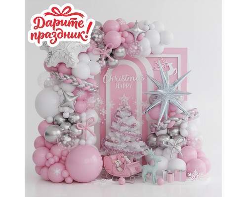 Украшение интерьерное Арка из шаров "Снежинки" 80 шт.