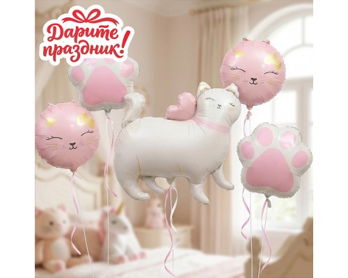 Интерьерное украшение "Фонтан из шаров. Котик"