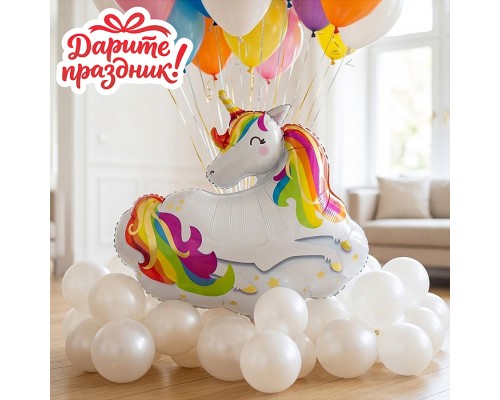 Интерьерное украшение "Фонтан из шаров. Единорог на облаке"