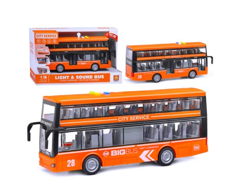 Автобус "Двухэтажный"1:16 (свет, звук)  в коробке